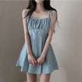 thumbnail image 3 of Vestido de una pieza con tirantes para mujer, estilo francés vintage, sin mangas, fruncido, estilo coreano, ropa informal de moda 2024, 3 of 5