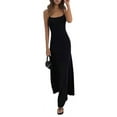 thumbnail image 2 of Women'S Basic Lounge Slip Long Dress Elegant Sleeveless Backless Ribbed Bodycon Maxi Dresses Black XL, 2 of 9