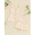 thumbnail image 2 of Baby Girls Shorts Set, Spaghetti Straps Button-down Camisole with Elastic Waist Shorts Summer Outfit, 2 of 8