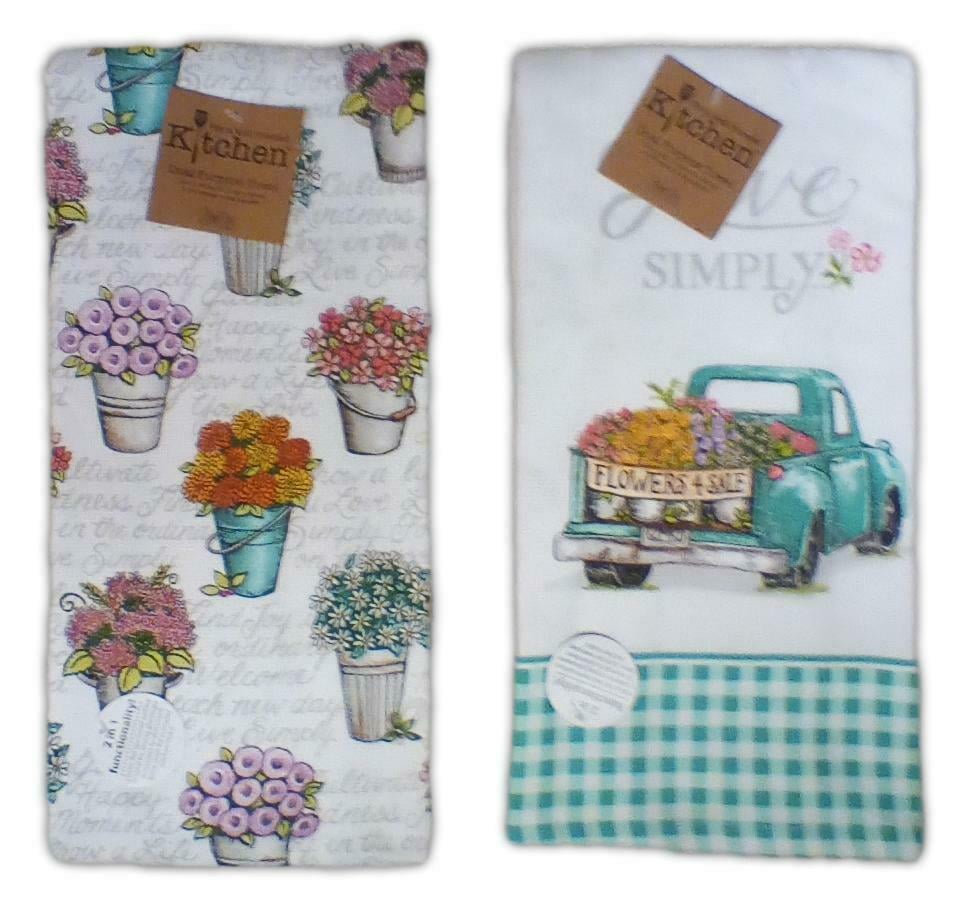 Details about   Smart Home Floral Garden Gingham Kitchen Towel Set 15 PC 