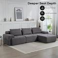 thumbnail image 5 of L-Shaped Sectional Couches with Memory Foam & Steel Frame, No Assembly Convertible Sofa Bed, Corduroy Fabric Compression Sofa, Modular Couch for Living Room, Apartments, Home Theate, Office, Grey, 5 of 9