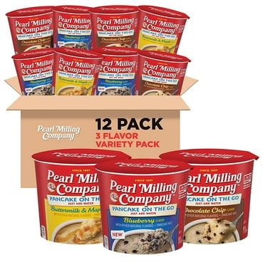 Pearl Milling Company Pancake Cups, 3 Flavor Variety Pack, Individual Cups,12 Pack, Dry Uncooked Pancake Mix