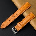 thumbnail image 7 of 18mm Tan Brown Ostrich Watch Band Men Quick Release Replacement Leather Strap Extra Soft Handmade Wristband Stainless Steel Buckle Father's Day Gift for Dad Son Husband, 7 of 7