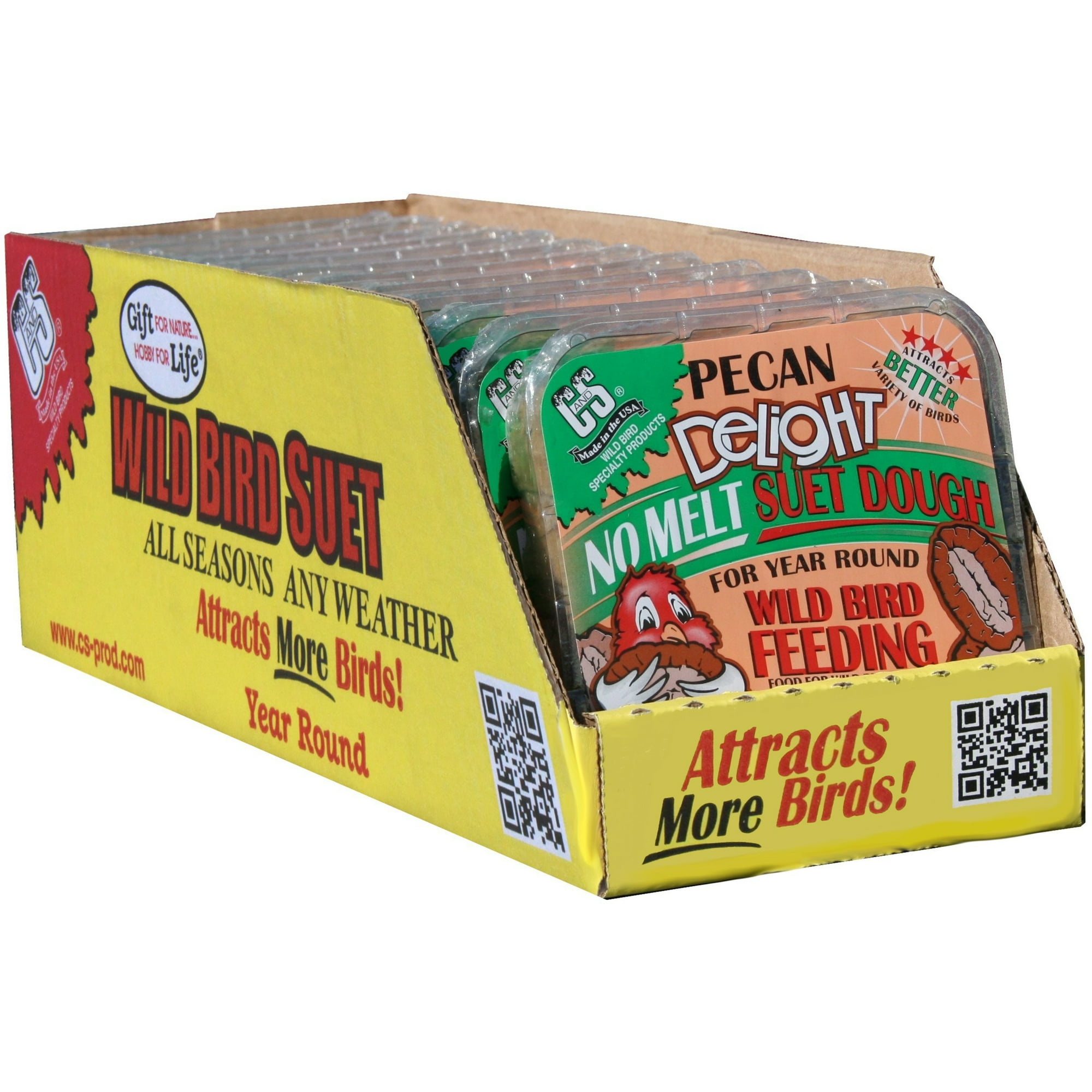 C&S Pecan Delight No-melt Suet Dough, 11.75 oz, Wild Bird Food, 12 Pack