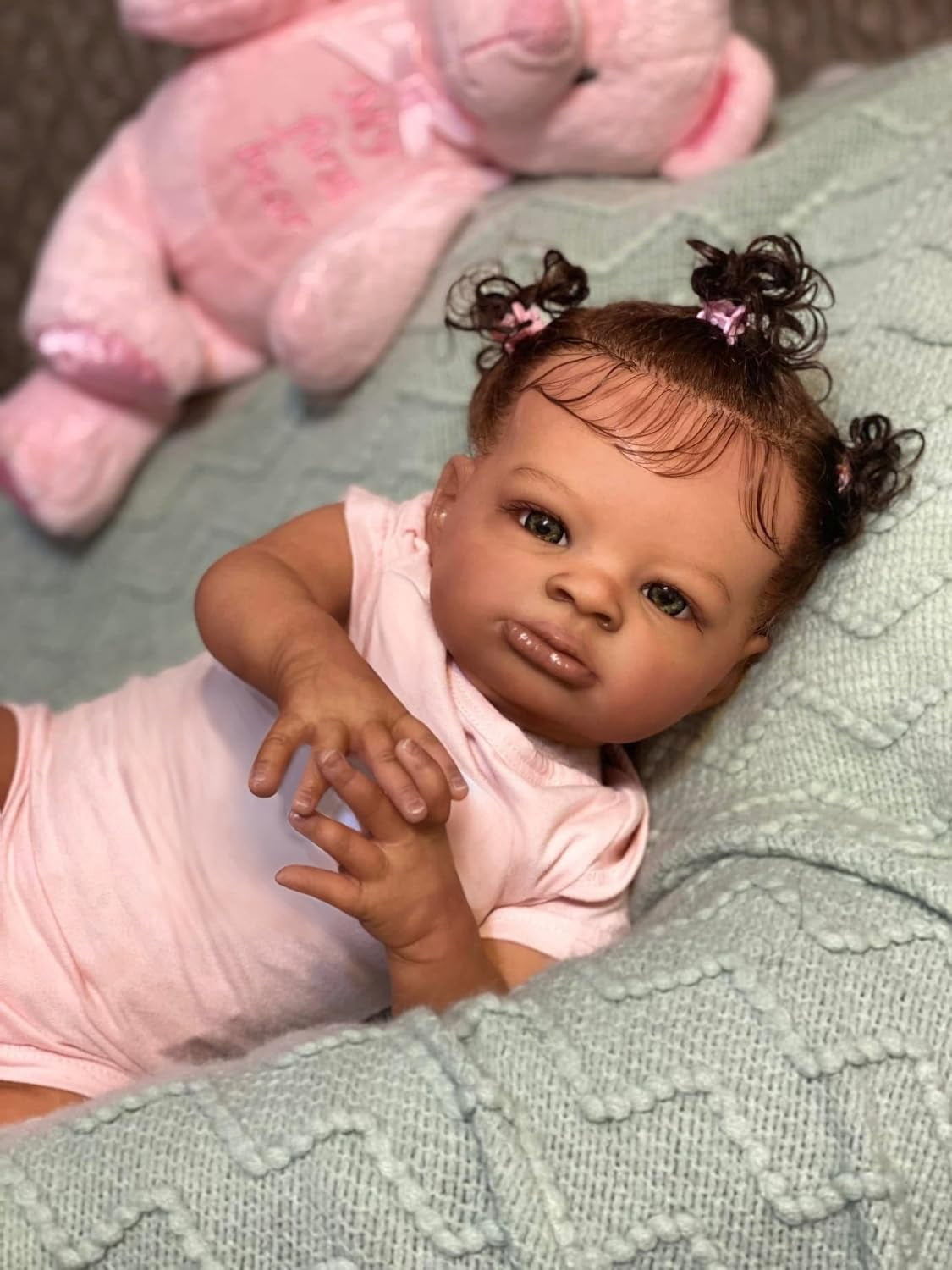 Realistic Black Reborn Baby Dolls, 20 Inch Dark Brown  African American Newborn Baby Doll, Lifelike Weighted Soft Body, Gift for Kids Age 3+