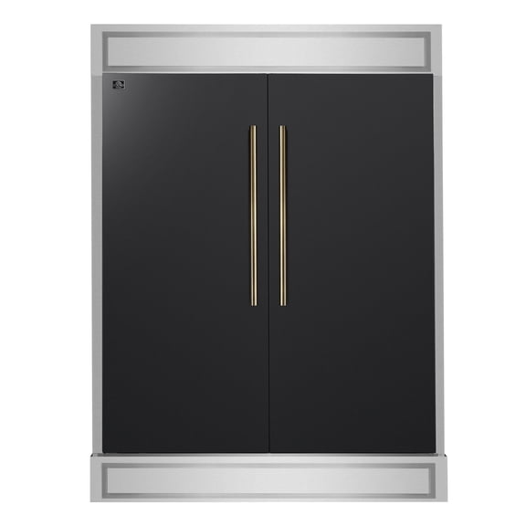 Forno Maderno 2-28-Inch Wide Convertible Refrigerator/Freezer in Black, Decorative Trim, 27.2 cu.ft, 84-Inch High