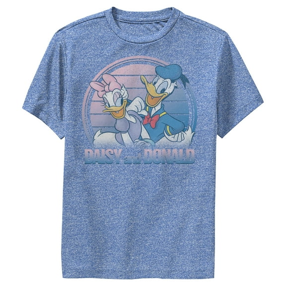 Boy's Mickey & Friends Daisy and Donald Duck Distressed  Performance Graphic Tee Royal Blue Heather Medium