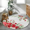 thumbnail image 4 of Valentine's Day Washable Round Area Rug 3.3 ft, Red Pink Dots Love Heart Floral Leaf Wood Grain, Soft Non Slip Rugs Stain Repellent Indoor Felt Carpet for Living Dining Room Bedroom Home Office, 4 of 9