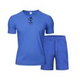 thumbnail image 4 of Eres Más Que una Prueba Puntuación Camisa Hombres Moda Cordón de Color Sólido Manga Corta Blusas con Cuello en V Conjunto de Cintura Elástica, 4 of 5