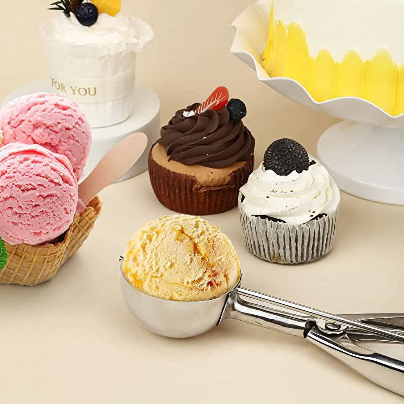 Cupcake Batter Scoop Efficient Stainless Steel Trigger Release Ice