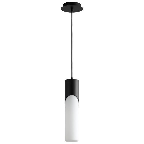 16.75 Inch 5.1W 1 Led Tall Pendant-Black Finish-Satin Opal Glass Color-3000 Color Temperature Oxygen Lighting 3-678-115