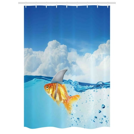 Shark Stall Shower Curtain Cute Goldfish With Shark Fin On Top Of