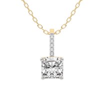 Diamond Pendant Necklace For Women | 4 Carat IGI Certified Cushion Shape Lab Grown Diamond | Lucida Four Prong Lab Diamond Pendant Necklace In 14K Yellow Gold | FG-VS1-VS2 Quality Friendly Diamonds