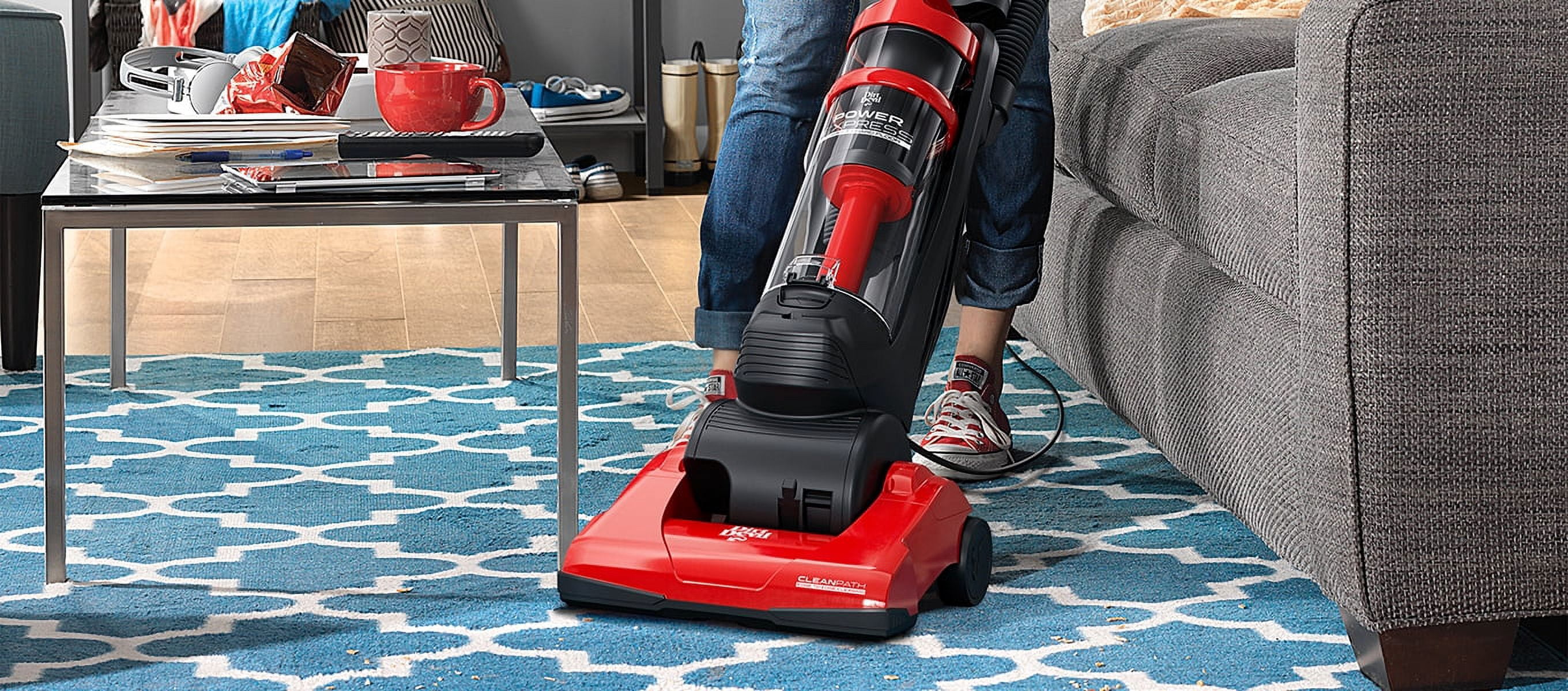 Dirt Devil Bagless Upright Vacuum, Power Express, Pet Friendly, for Hard Floor and Carpet, Lightweight, Height Adjustment, Crevice Tool, UD20120, Red