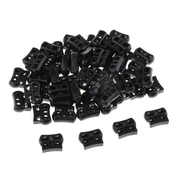 GUOOL 4X 50pcs Plastic Non-slip Double Hole String Cord Locks for Shoelace Bag Decor