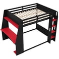 thumbnail image 7 of Mirightone Wood Full over Full Bunk Bed with Desk and Storage Shelves, Full Size Gaming Bunk Bed with LED Light & USB for Gamer - Black+Red, 7 of 7