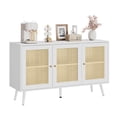 thumbnail image 3 of Modern Rattan Buffet Cabinet with Adjustable Shelves, Spacious Storage Sideboard for Kitchen, Dining Room, Living Room, Entryway, Coffee Bar Credenza, 47.2" - White Color, 3 of 8