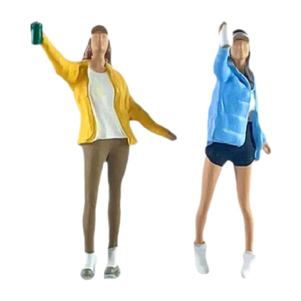 2x 1/64 Figuras De Mujer Vestida Casualmente Para Accesorios De Escena En Miniatura