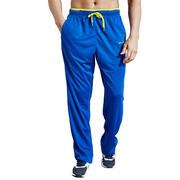 ZENgVEE Athletic Mens Open Bottom Light Weight Jersey Sweatpant with Zipper Pockets for Workout, gym, Running, Training (Blue01,XL)A