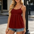 thumbnail image 3 of Camisole Tops for Women Eyelet Embroidery Spaghetti Strap Empire Waist Sleeveless Peplum Summer Casual Tank Tops, 3 of 7