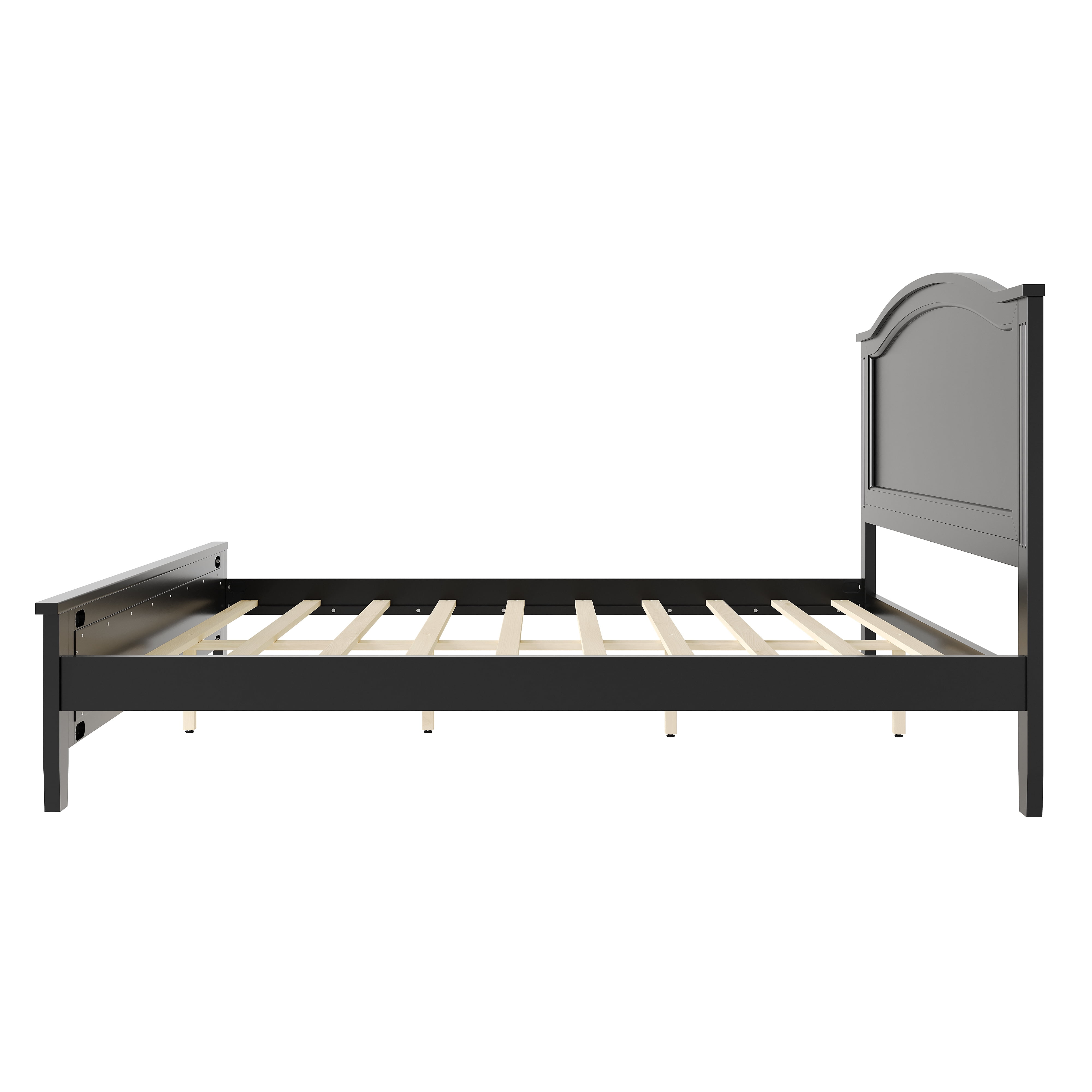 Euroco Wood King Size Wood Platform Bed, Black