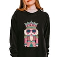 thumbnail image 2 of Pink and Teal Nutcracker Patchwork Print - Women's Garment Dyed Long Sleeve Graphic T-Shirt, 2 of 13