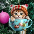 thumbnail image 5 of Loyerfyivos Christmas Ornaments Teacup Cat Decorations Kitten Kawaii Snowflake Hanging Christmas Ornaments 2024 Vintage Party Holiday Santa New Year for Mini Christmas Tree Supplies Merry Christmas, 5 of 8