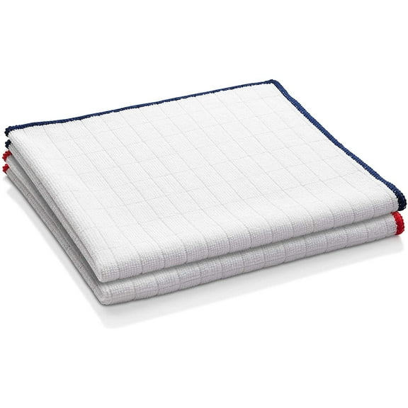 E-Cloth Wash & Wipe Microfiber Dish Cloth, 1 Blue Trim & 1 Red Trim, 2 Count