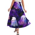 thumbnail image 6 of Womens Casual Elastic Waist Drawstring Midi Skirt Halloween Print Vacation Style Ruffle Hem A Line Flowy Skirt, 6 of 6