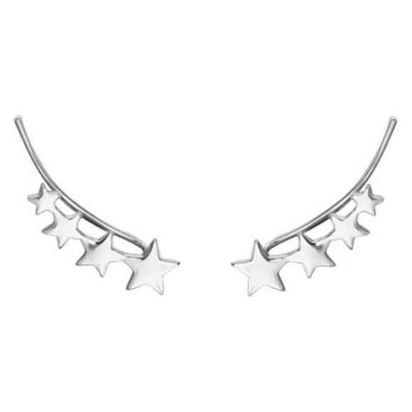Jinsinto 925 Sterling Silver Star Crawler Earrings Cuff for Women Climber Earrings Wrap