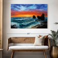thumbnail image 3 of Elephant Stock Beach Sunset Oil Wall Art - Horizontal Canvas Wall Art - Living Room Wall Decor - Beach Canvas - Orange And Blue Decor - 51" x 34", 3 of 8
