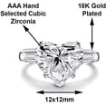 thumbnail image 2 of Savlano 18K Gold Plated Heart Cut Cubic Zirconia 3 Stone Wedding Engagement Women Statement Ring Comes Gift Box, 2 of 7