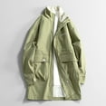 thumbnail image 5 of FRSASU Men's Lightweight Zip Jacket with Pockets Lapel Mid Length Jacket Casual Coat Windbreaker Green, 5 of 6