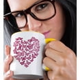 thumbnail image 2 of 3drose, Pretty Pink Heart Made of Butterflies Illustration, 15oz Two-tone Yellow Mug, 2 of 6