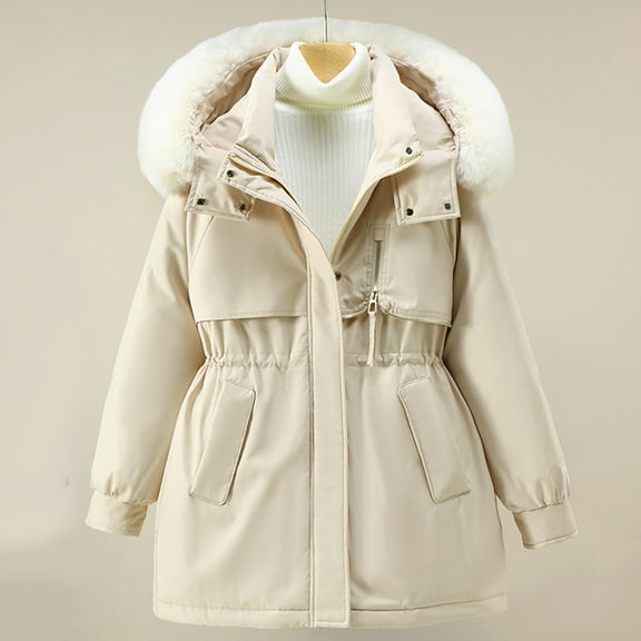 Turilly Lady Coats Oversize Jackets Women's Winter Cotton Jacket with Hood Waist and Plush To Overcome