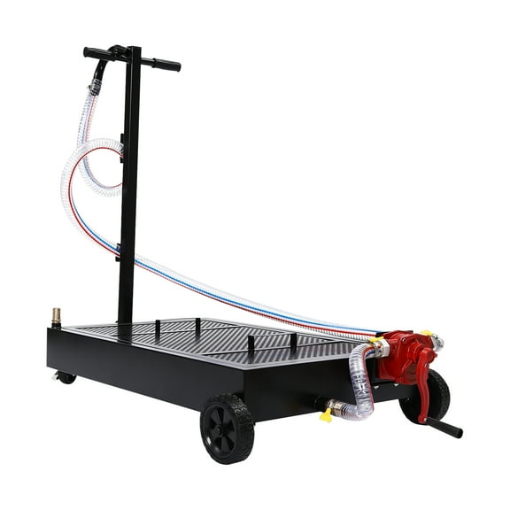 Oil Drain Pan 15gal, High-Quality Steel, Electrostatic Spraying, Manual Rotary Pump, Easy to Use and Move, Ideal for Workshop Disposal