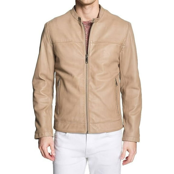 New Men's Genuine Lambskin Leather Jacket Black Motorcycle Biker Jacket A219