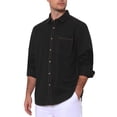 thumbnail image 5 of Men's Casual Chest Pocket Long Sleeve Button Down Outdoor Denim Shirt L Black, 5 of 6