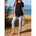 thumbnail image 4 of Weardear 3 Pack Maternity Shirts Short Sleeve Peplum Pregnancy Tunic Top Double Pleated Casual Babydoll Blouse for Women, 4 of 6