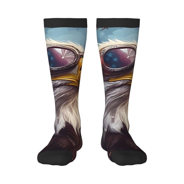 Balery Bald Eagle Pilot Calcetines novedosos Calcetines deportivos Calcetines hasta la rodilla Calcetines de algodón Calcetines originales y geniales