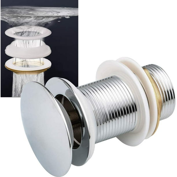 Desagüe automático sin rebosadero Push Open Válvula de desagüe para lavabo de cobre cromado Para lavabo sin rebosadero (cromo sin rebosadero)