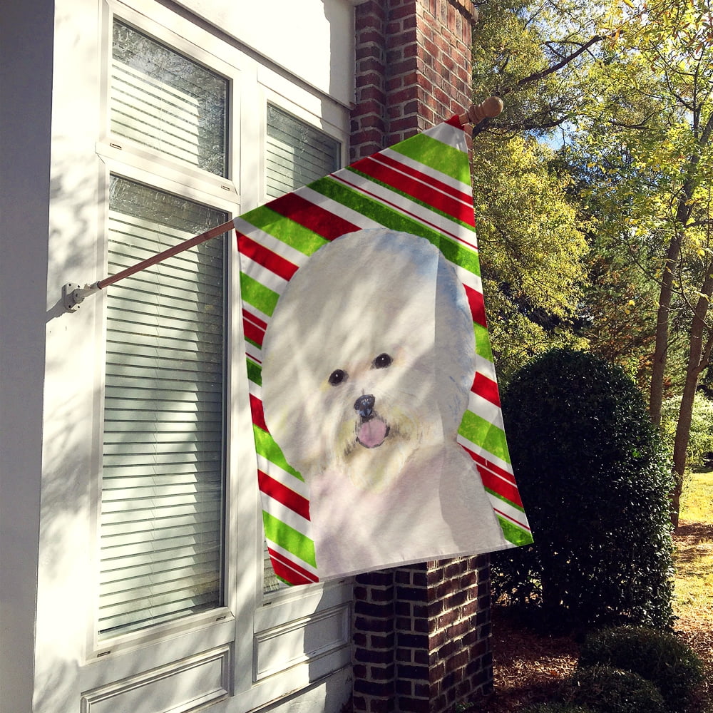 Bichon Frise Candy Cane Holiday Christmas Flag Canvas House Size