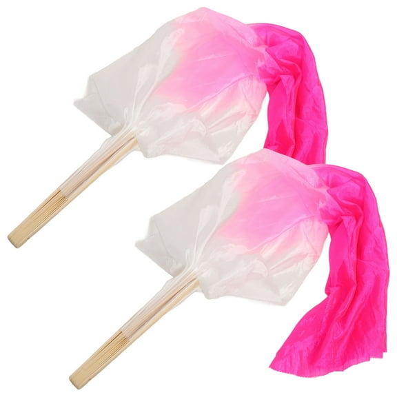HEALEEP 1 Pair Long Fan For Dance White Pink With Folding And Portable Features For Dancers In 1.2 Meters Length