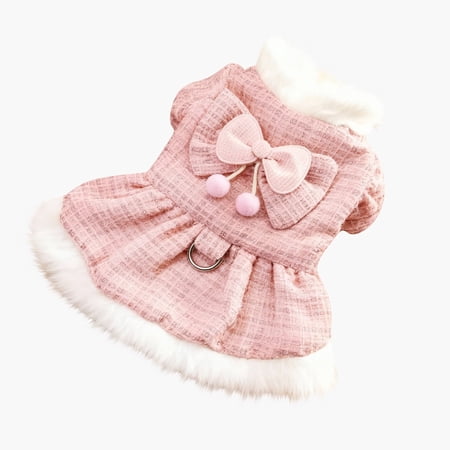 Elegant Winter Knitted Dog Dress With Bowknot for Small to Medium - Cozy Snowflake Knit Apparel for Indoor Outdoor Use