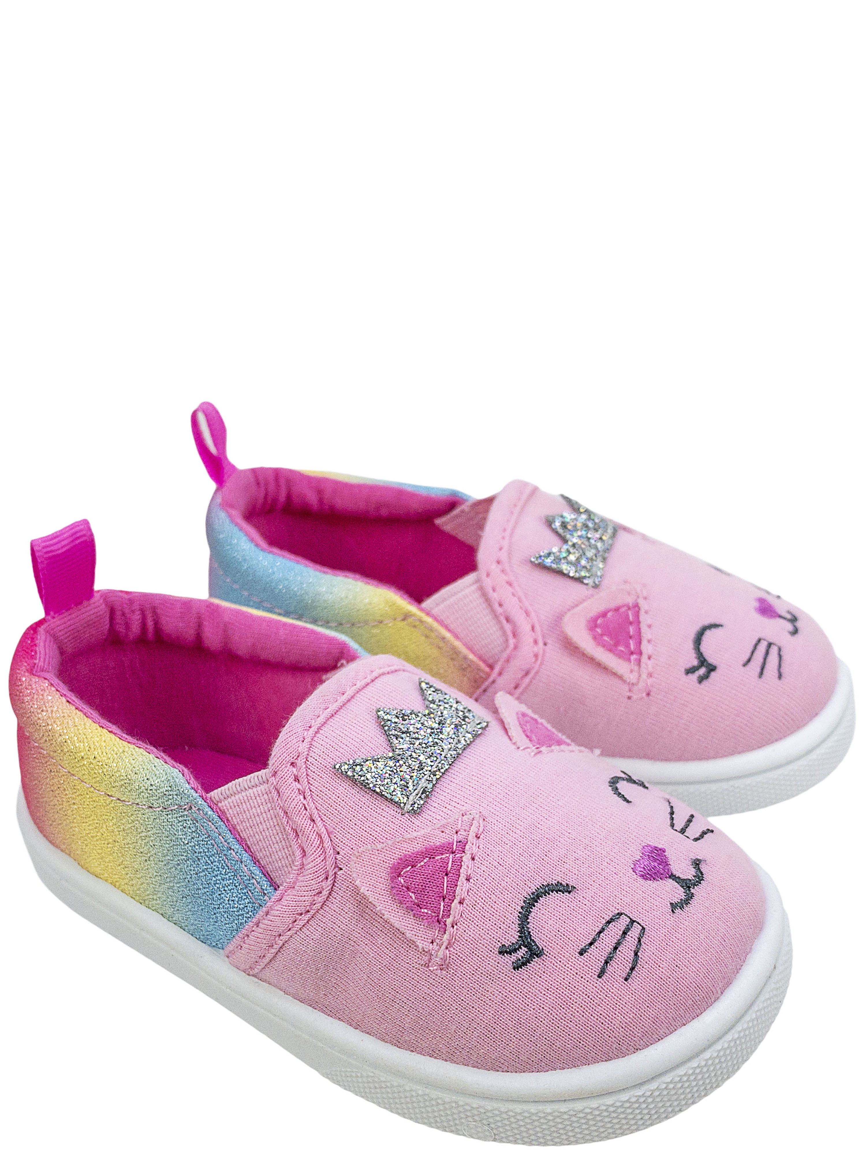 Wonder Nation Girls Slip On Canvas Shoes Gray Kitty Cat Size 6 NEW 