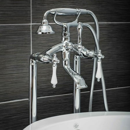 Pelham White Luxury Clawfoot Bathtub Or Freestanding Tub Filler Faucet Vintage Design With Telephone Style Hand Shower Floor Mount Installation Pelham White Luxury Clawfoot Bathtub Or Freestanding Tub Filler Faucet Vintage Design With Telephone Style Hand Shower Floor Mount Installation