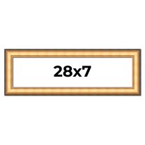 28x7 Frame Gold Plein Aire Solid Wood Picture Frame Width 2 Inches | Interior Frame Depth 0.5