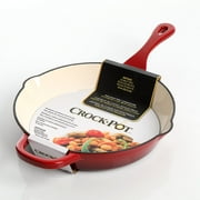 Crock-Pot 10 Artisan Enameled Non Stick Round Cast Iron Skillet, Scarlet Red