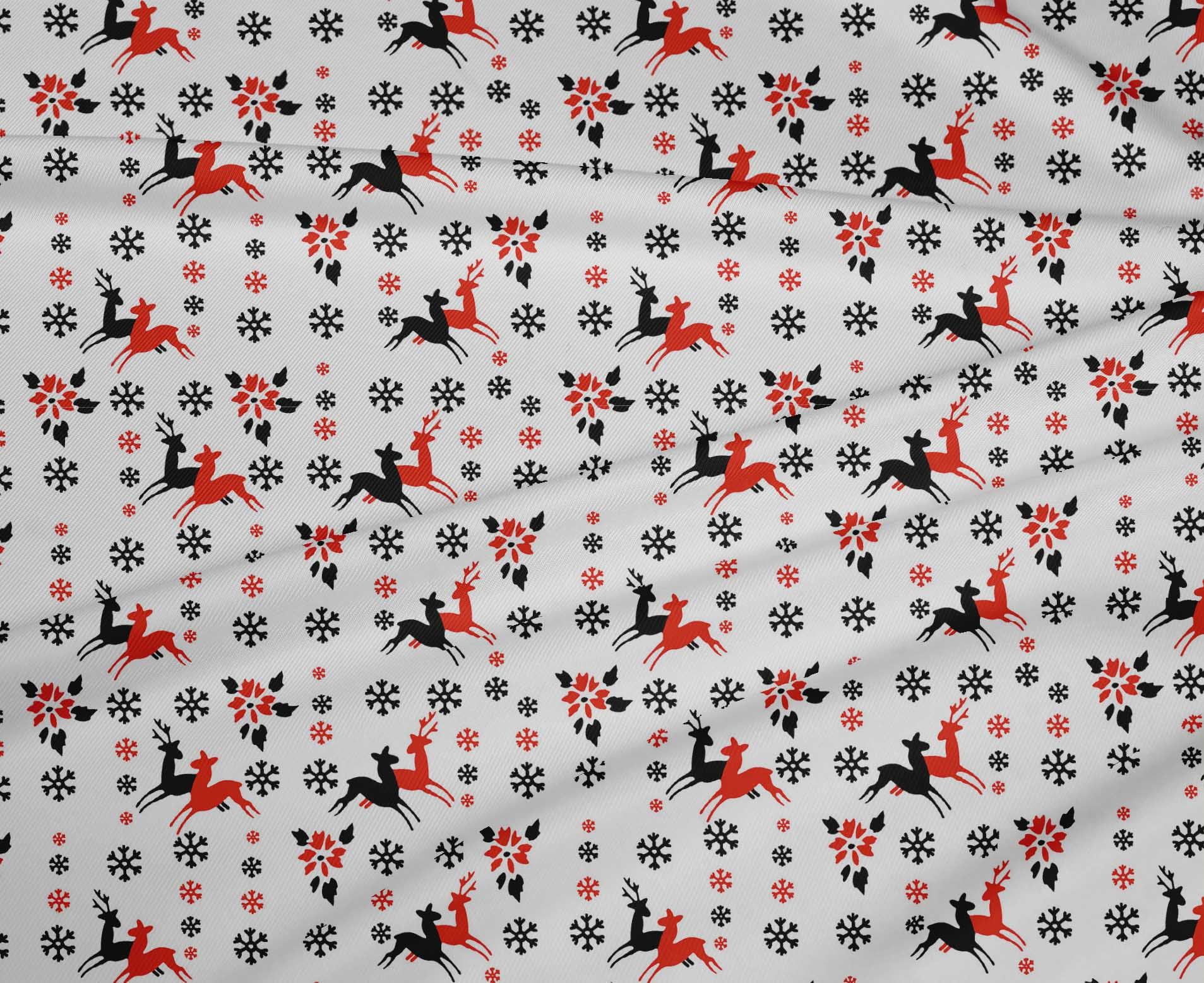 oneOone Polyester Lycra Black Fabric Christmas Craft Project Decor Fabric Print By The Yard 56 -Inch Wide