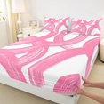 thumbnail image 5 of Castle Fairy Watercolor Brush Loop Queen Sheets 4 Pieces,Abstract Swirl Stripes Queen Sheet Sets,Pink White,1 Flat Sheet, 1 Fitted Sheet and 2 Pillowcases, 5 of 7